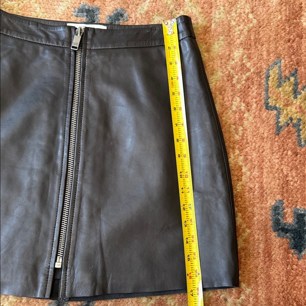 One Teaspoon Black Leather A-Line Skirt - Picture 4 of 5